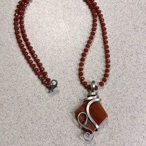 HANDMADE Gorgeous Wire Wrapped Carnelian stone necklace!!